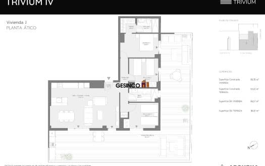 ÁTICO CHAFLÁN DE OBRA NUEVA EN EDIFICIO TRIVIUM IV